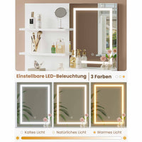 DE.SIKAIC Schminktische Weiß / Modern / Platte Moderner Schminktisch mit LED-Beleuchtung und verstellbaren Ablagen in Weiß