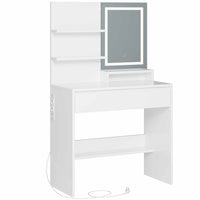 DE.SIKAIC Schminktische Weiß / Modern / Platte Moderner Schminktisch mit LED-Beleuchtung und verstellbaren Ablagen in Weiß