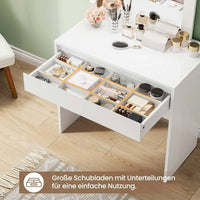 DE.SIKAIC Schminktische Weiß / Modern / Spanplatten Schminktisch mit Beleuchtung einstellbarer Helligkeit großem Spiegel großer Schublade