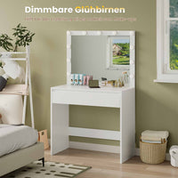 DE.SIKAIC Schminktische Weiß / Modern / Spanplatten Schminktisch mit Beleuchtung einstellbarer Helligkeit großem Spiegel großer Schublade