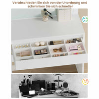 DE.SIKAIC Schminktische Weiß / Modern / Spanplatten Schminktisch mit Beleuchtung einstellbarer Helligkeit großem Spiegel großer Schublade