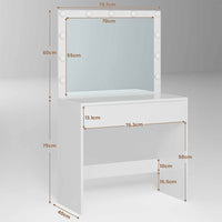 DE.SIKAIC Schminktische Weiß / Modern / Spanplatten Schminktisch mit Beleuchtung einstellbarer Helligkeit großem Spiegel großer Schublade