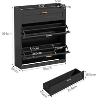 DE.SIKAIC Schuhschränke Schwarz / ‎24 x 80 x 104 cm / Holzwerkstoff Schuhschrank mit Trennwand Verstellbar, Schuhkipper Schmal Schwarz