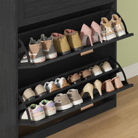 DE.SIKAIC Schuhschränke Schwarz / ‎24 x 80 x 104 cm / Holzwerkstoff Schuhschrank mit Trennwand Verstellbar, Schuhkipper Schmal Schwarz