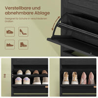 DE.SIKAIC Schuhschränke Schwarz / ‎24 x 80 x 104 cm / Holzwerkstoff Schuhschrank mit Trennwand Verstellbar, Schuhkipper Schmal Schwarz