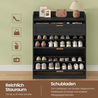 DE.SIKAIC Schuhschränke Schwarz / ‎24 x 80 x 104 cm / Holzwerkstoff Schuhschrank mit Trennwand Verstellbar, Schuhkipper Schmal Schwarz