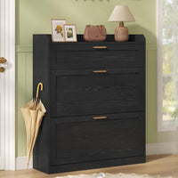 DE.SIKAIC Schuhschränke Schwarz / ‎24 x 80 x 104 cm / Holzwerkstoff Schuhschrank mit Trennwand Verstellbar, Schuhkipper Schmal Schwarz