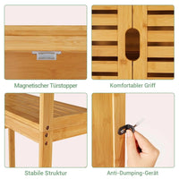 DE.SIKAIC Toilettenschrank Bambus / Natur Bambus / Klassisch Toilettenregal Bambus, 64 x 26 x 168 cm, Badregal mit Schrank, Waschmaschinenschrank, WC Überbauschrank, Waschmaschine Überbau Badezimmer Regal, Toilettenschrank