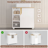 DE.SIKAIC Waschbeckenunterschrank Weiß / Holzwerkstoff / Modern Moderner Waschbeckenunterschrank mit extra großem Stauraum, weiß