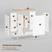 DE.SIKAIC Waschbeckenunterschrank Weiß / Holzwerkstoff / Modern Moderner Waschbeckenunterschrank mit extra großem Stauraum, weiß