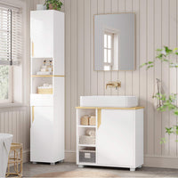 DE.SIKAIC Waschbeckenunterschrank Weiß / Holzwerkstoff / Modern Moderner Waschbeckenunterschrank mit extra großem Stauraum, weiß