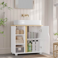 DE.SIKAIC Waschbeckenunterschrank Weiß / Holzwerkstoff / Modern Moderner Waschbeckenunterschrank mit extra großem Stauraum, weiß