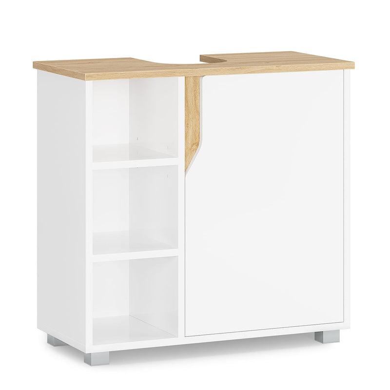 DE.SIKAIC Waschbeckenunterschrank Weiß / Holzwerkstoff / Modern Moderner Waschbeckenunterschrank mit extra großem Stauraum, weiß
