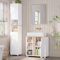 DE.SIKAIC Waschbeckenunterschrank Weiß / Holzwerkstoff / Modern Moderner Waschbeckenunterschrank mit extra großem Stauraum, weiß