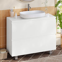 DE.SIKAIC Waschbeckenunterschrank Weiß / Holzwerkstoff oder Metall / Modern Waschbeckenunterschrank, Badezimmerschrank mit 2 Große Schubladen 80 x 30 x 56 cm Weiß