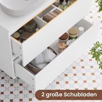 DE.SIKAIC Waschbeckenunterschrank Weiß / Holzwerkstoff oder Metall / Modern Waschbeckenunterschrank, Badezimmerschrank mit 2 Große Schubladen 80 x 30 x 56 cm Weiß