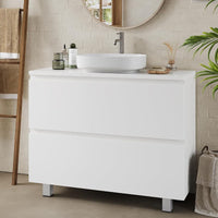 DE.SIKAIC Waschbeckenunterschrank Weiß / Holzwerkstoff oder Metall / Modern Waschbeckenunterschrank, Badezimmerschrank mit 2 Große Schubladen 80 x 30 x 56 cm Weiß