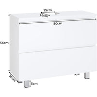 DE.SIKAIC Waschbeckenunterschrank Weiß / Holzwerkstoff oder Metall / Modern Waschbeckenunterschrank, Badezimmerschrank mit 2 Große Schubladen 80 x 30 x 56 cm Weiß
