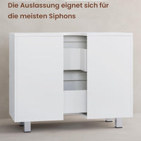 DE.SIKAIC Waschbeckenunterschrank Weiß / Holzwerkstoff oder Metall / Modern Waschbeckenunterschrank, Badezimmerschrank mit 2 Große Schubladen 80 x 30 x 56 cm Weiß