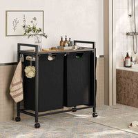 DE.SIKAIC Wäschekorb 2 Fächer - Schwarz / Modern Wäschekorb aus Oxford-Gewebe 2 Fächer Wäschesammler mit deckel, schwarz