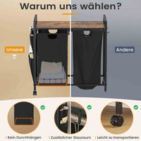 DE.SIKAIC Wäschekorb 2 Fächer - Schwarz / Modern Wäschekorb aus Oxford-Gewebe 2 Fächer Wäschesammler mit deckel, schwarz