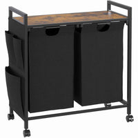 DE.SIKAIC Wäschekorb 2 Fächer - Schwarz / Modern Wäschekorb aus Oxford-Gewebe 2 Fächer Wäschesammler mit deckel, schwarz