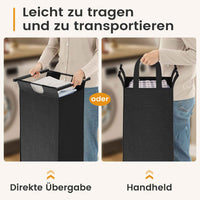 DE.SIKAIC Wäschekorb 2 Fächer - Schwarz / Modern Wäschekorb aus Oxford-Gewebe 2 Fächer Wäschesammler mit deckel, schwarz